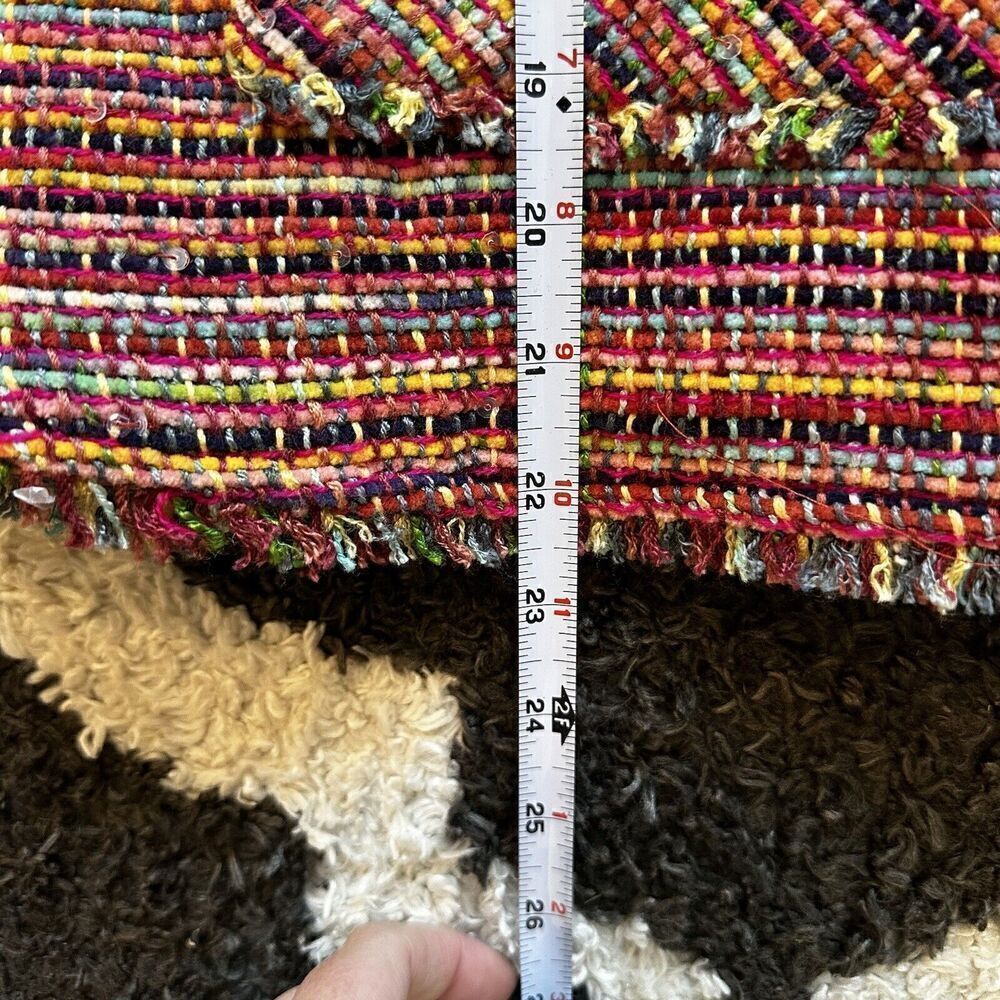 Vintage Anage Pink Colorful Tweed Blazer Jacket Size Large Rainbow Flower Fringe - Picture 8 of 15